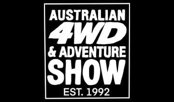 A black and white logo for the australian 4 wd & adventure show.