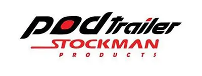 A red and black logo for stockman products