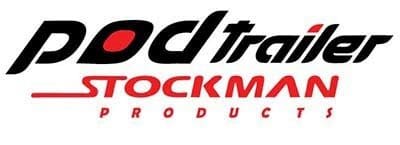 A red and black logo for the company rockman products.