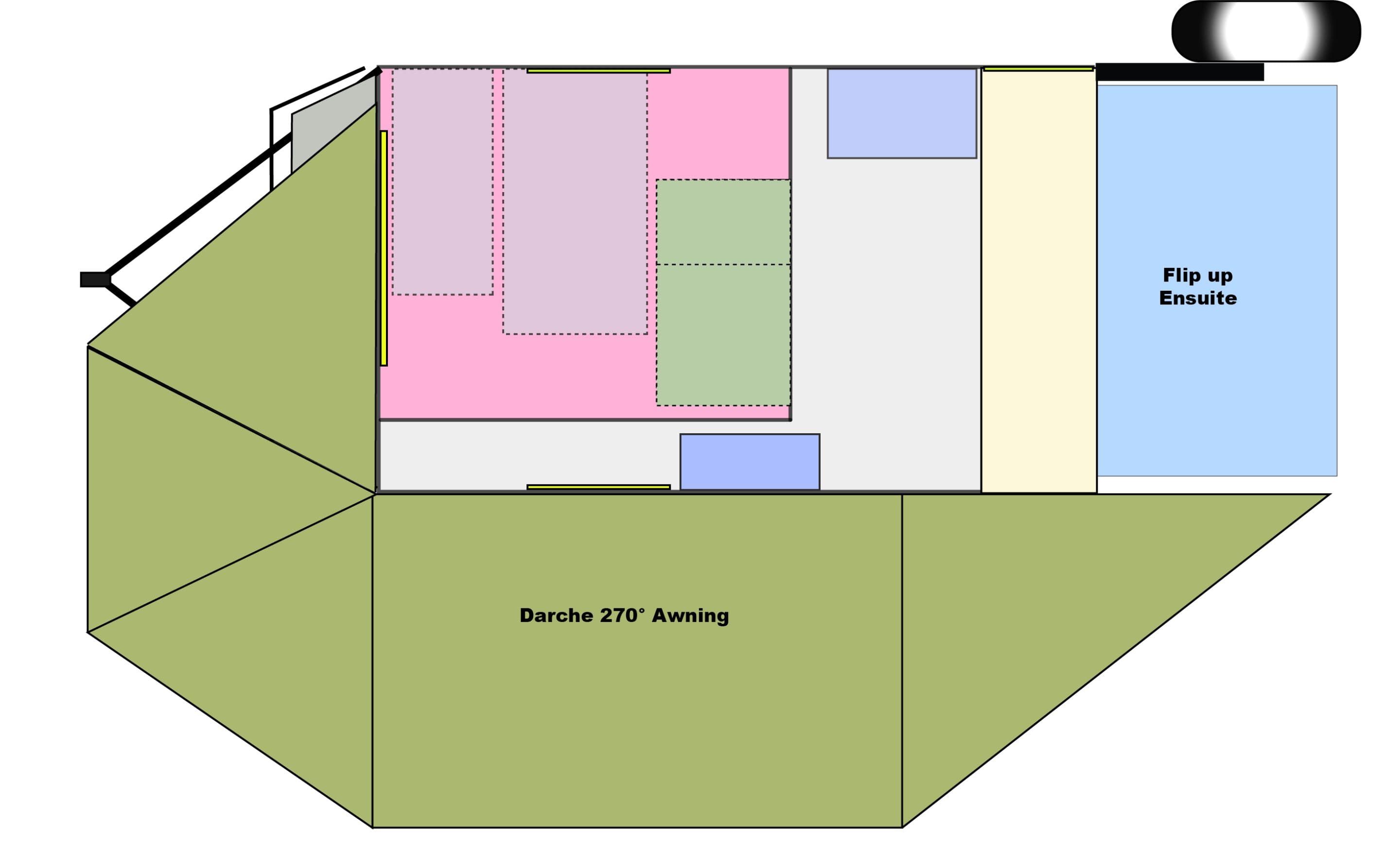 A floor plan of a house with many different colors.